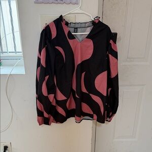 SHEIN Black and Pink Swirl Blouse